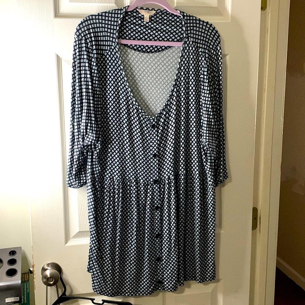 Baby doll top navy blue and white